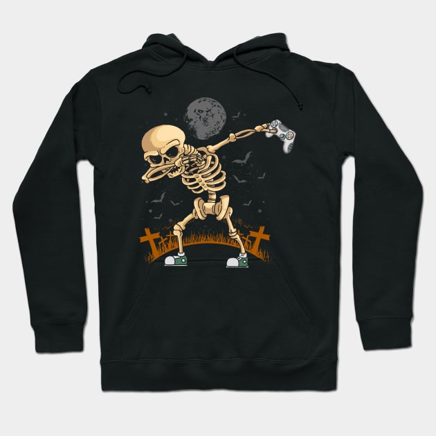 Halloween Gamer Gift Skeleton Hoodie by folidelarts